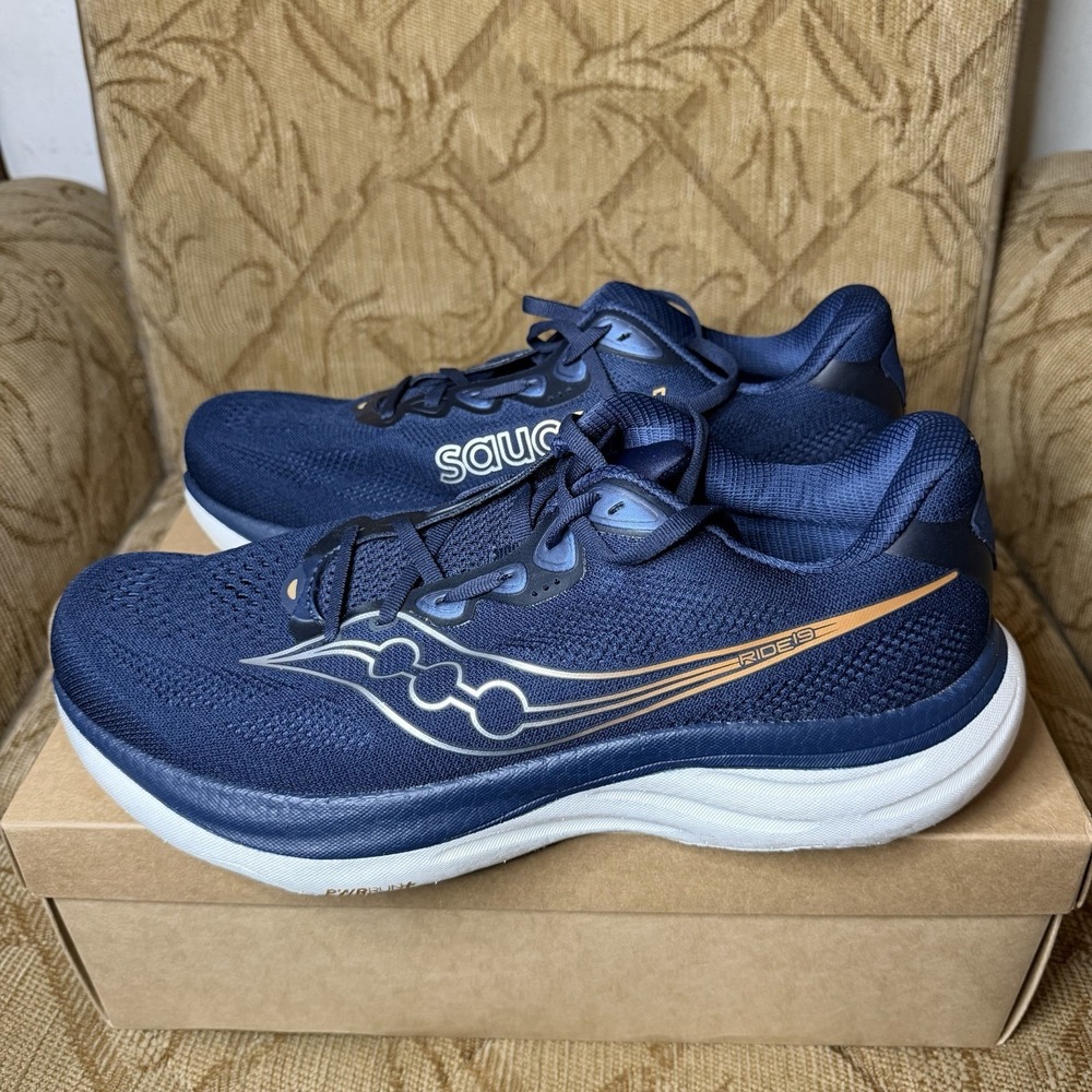 Saucony Ride 19 Men's 11.5 W Blue White Athletic Running Walking Shoes Sneakers